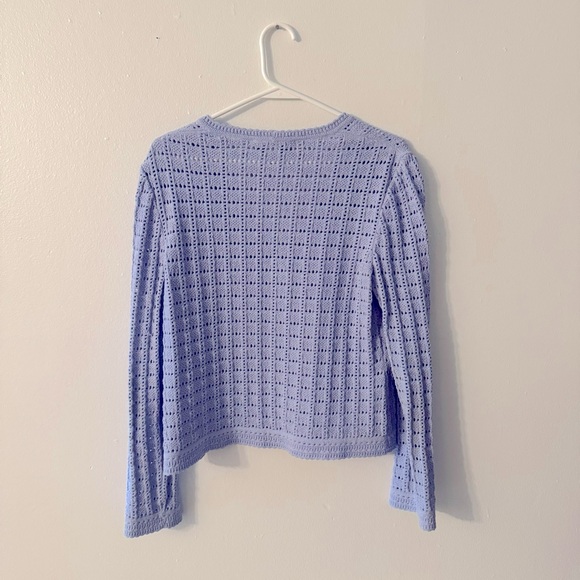 St. John Periwinkle Knit Crotchet Button Down Cardigan - Picture 4 of 4
